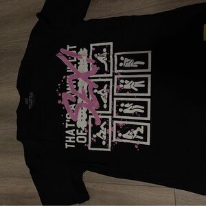 Black Graphic Tee with Pink Script